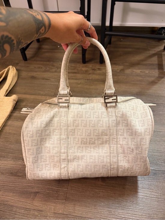 Fendi Handbags - Fendi Beige Zucca Canvas Top-Handle Satchel